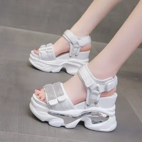 厚底百搭坡跟显瘦夏季新款网红时尚松糕鞋女韩版内增高罗马凉鞋潮商品大图