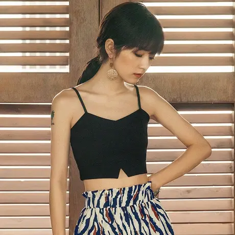 弥古黑色打底小吊带背心女夏白色抹胸带胸垫裹胸外穿内搭美背上衣图片