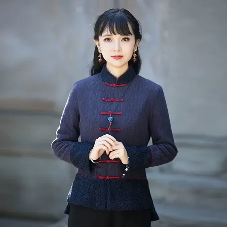 筠雅唐装女中国风秋冬过年改良旗袍上衣加厚小棉袄中式盘扣外套商品大图