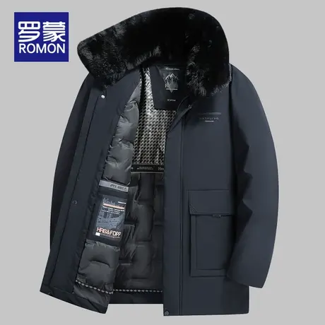 罗蒙中老年爸爸冬装棉衣2023新款冬季棉服男士翻毛领百搭保暖棉袄商品大图