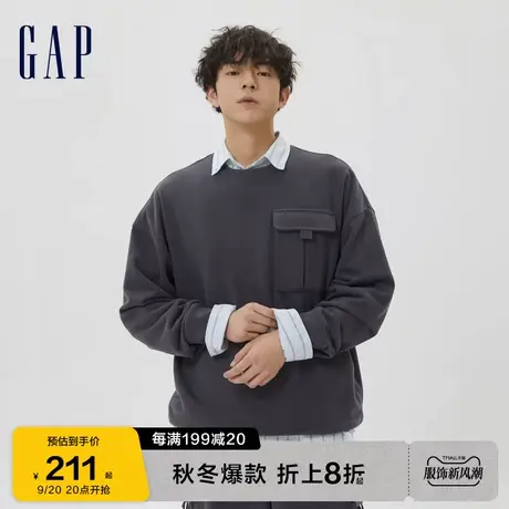 Gap男装秋季款工装风法式圈织软卫衣520231 宽松运动上衣潮流商品大图