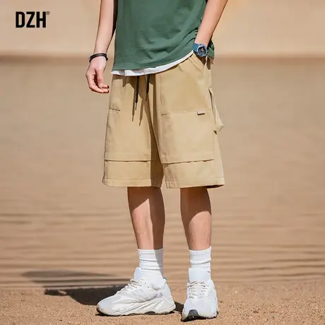 男士卡其色短裤男运动休闲潮牌男裤2023年新款裤子夏季薄款五分裤商品大图