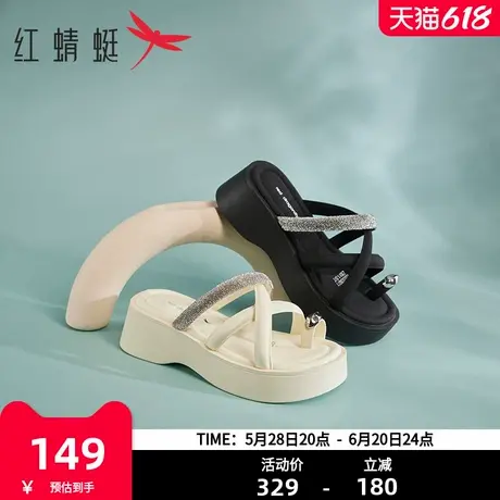 红蜻蜓女鞋时装凉鞋女夏季舒适厚底凉拖鞋女百搭一字拖KX5200901商品大图