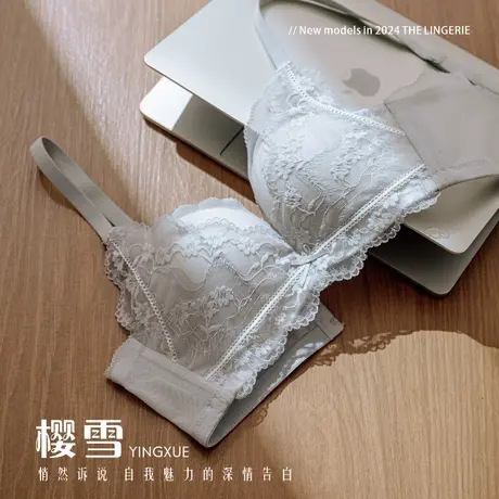 新款蕾丝内衣女小胸聚拢显大不空杯无钢圈上托防下垂收副乳文胸罩商品大图