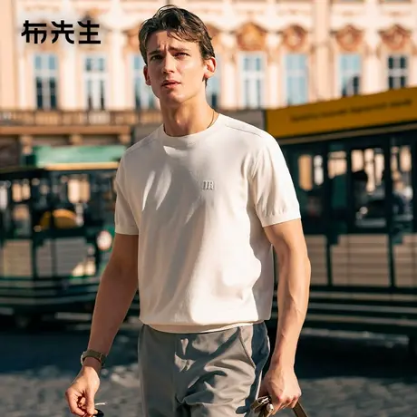 MrBu布先生字母logo圆领针织短袖男2025春夏凉感插肩袖t恤ET16167商品大图