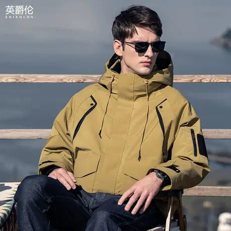 2024新款90绒子白鹅绒锁温科技羽绒服 男士冬季保暖工装连帽外套商品大图