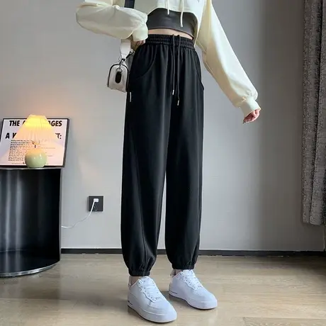 休闲运动束脚卫裤女早秋百搭宽松显瘦韩版高腰阔腿哈伦长裤潮ins图片