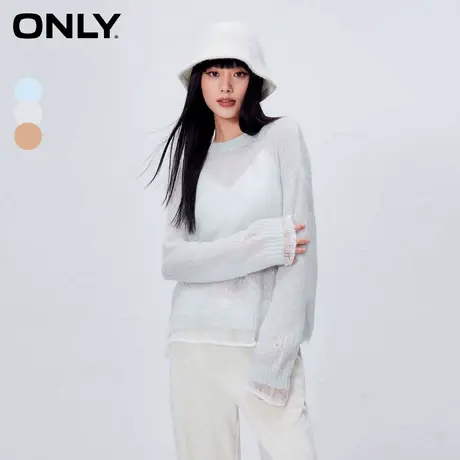 【ONLY奥莱】秋季时尚休闲轻薄破洞落肩长袖针织衫女商品大图