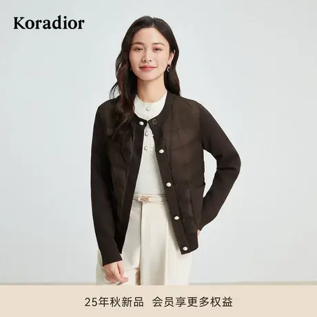 珂莱蒂尔秋季时尚90白鹅绒香风羽绒服女气质圆领短款轻薄外套商品大图