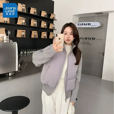 GL真维斯棉服女2025新款冬季设计感拼接外套韩系百搭小个子棉袄图片