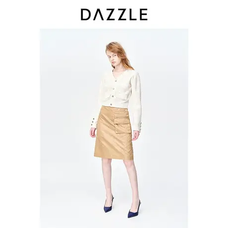 【肌理美学】DAZZLE地素奥莱春季新款通勤白色珠片刺绣针织衫外套图片