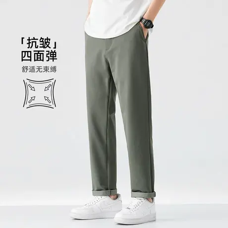 hansca 抗皱四面弹 宽松直筒休闲裤男士2025夏季锥形轻商务长裤子商品大图