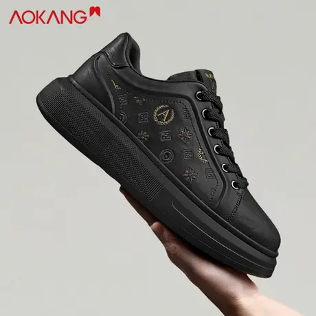 奥康小白鞋绣花男鞋潮流秋季新款高级感增高厚底百搭运动休闲板鞋图片