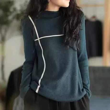 享永子羊绒打底毛衣套头衫秋冬2022新款商品大图