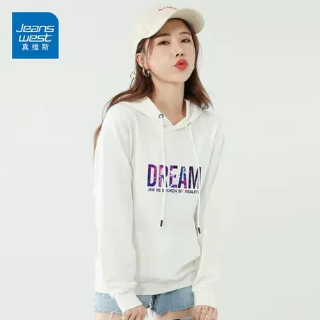 真维斯卫衣女2022新款洋气字母印花休闲宽松潮ins长袖上衣女图片