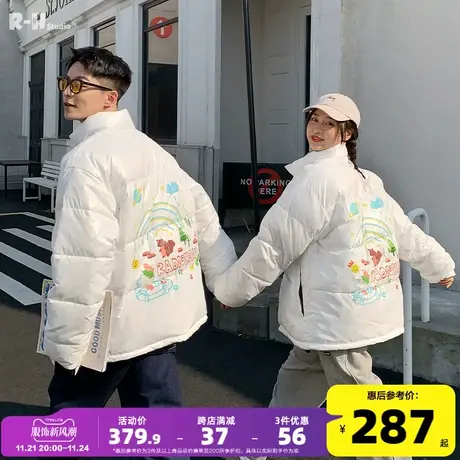 Radiohead情侣棉衣2021冬季新款宽松潮牌小众设计感棉服外套保暖图片