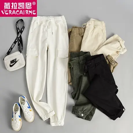 工装裤女宽松bf秋季新款酷帅气高腰束脚显瘦ins宽松大码运动休闲图片