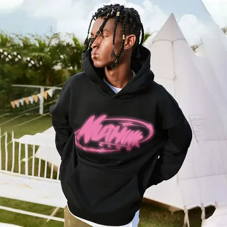 Nuthink美式宽松潮流直喷字母卫衣潮牌外套男春季款2023新款帽衫商品大图