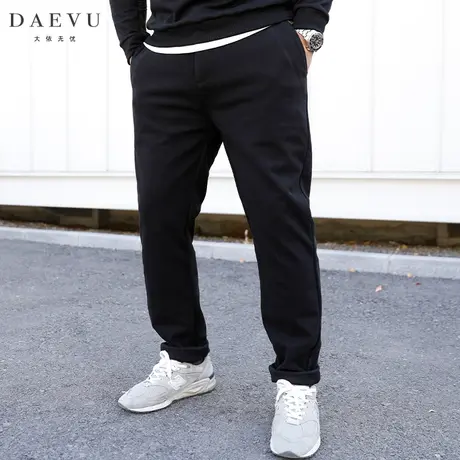 DAEVU冬新款简约厚料大号潮胖子小脚弹力加肥加大码男士休闲长裤商品大图