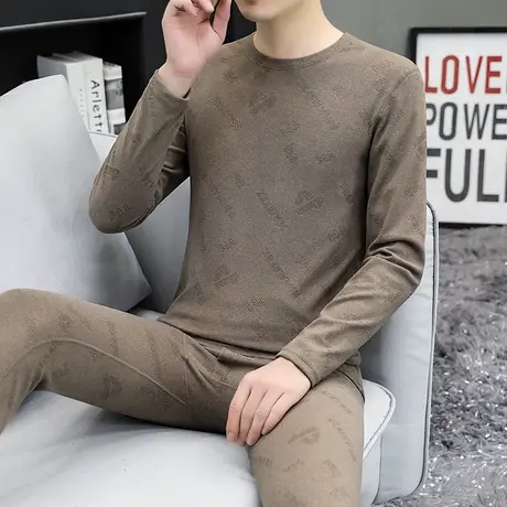 德绒保暖内衣男时尚数码雕花秋衣秋裤套装阳离子衬衣衬裤防寒衣服商品大图