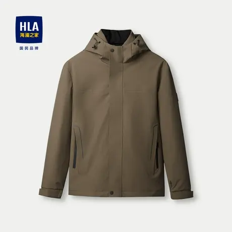 HLA/海澜之家羊毛聚能棉夹克23秋冬新连帽工装风魔术贴袖口外套男商品大图