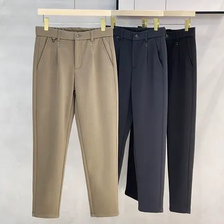 毛呢休闲裤男士潮流轻熟风小西裤厚款直筒商务休闲长裤子男秋冬季商品大图