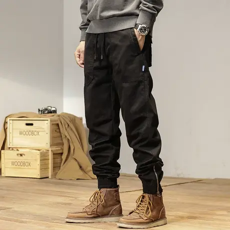 工装裤潮流男士大码裤子加绒宽松纯色束脚裤男百搭男款长裤潮流商品大图