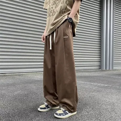 日系cityboy裤子男款夏季直筒宽松阔腿潮流休闲裤复古纯色工装裤商品大图