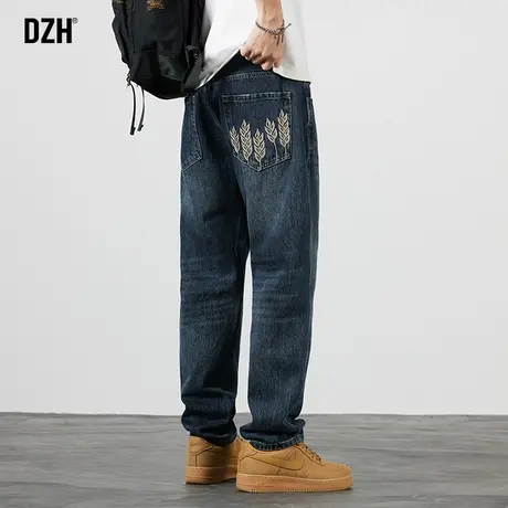 男士深蓝色牛仔裤男春夏百搭裤子男款休闲长裤2023新款窄版直筒裤商品大图