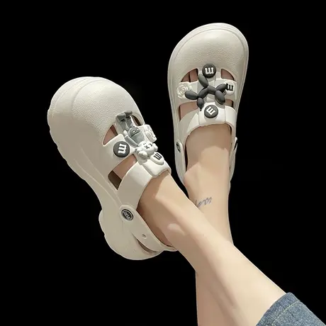 踩屎感洞洞鞋女夏季外穿2023年新款包头厚底防滑可爱芝麻街凉拖鞋商品大图