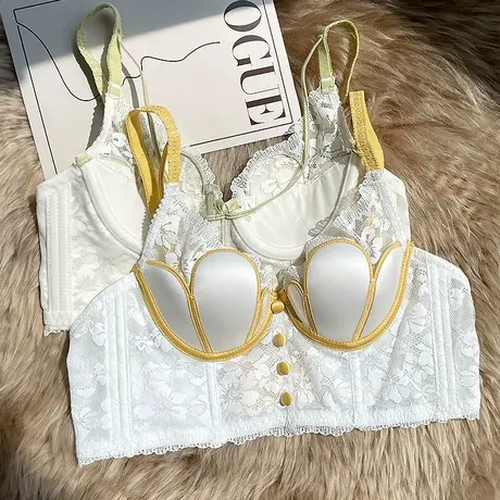 内衣女小胸聚拢超薄款蕾丝收副乳防下垂外扩调整型上托文胸罩夏季商品大图