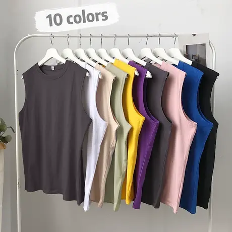 冰丝薄款运动无袖t恤男装夏季ins潮流背心男健身篮球宽松纯色坎肩商品大图