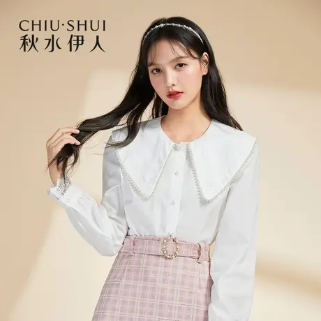 秋水伊人清仓衬衫2021年冬女装小清新娃娃领日系少女纯色上衣女图片
