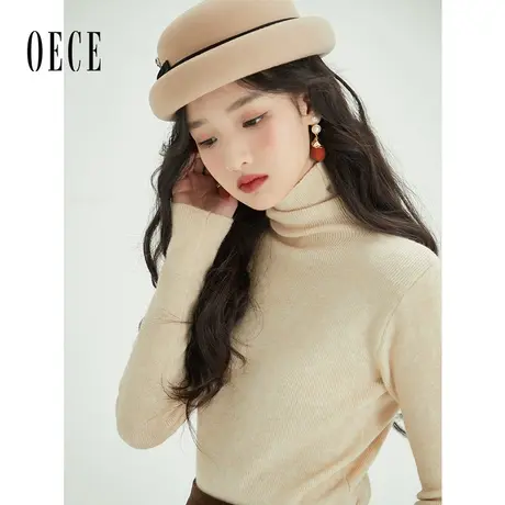 Oece设计感高领打底衫女秋冬季新款女装毛针织衫内搭修身上衣商品大图