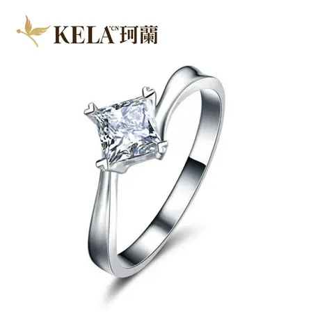 【公主方戒托】珂兰 18K金戒托女钻戒空托结婚钻托四爪单钻戒指图片