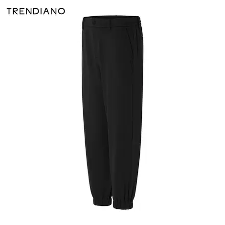 TRENDIANO简约提花休闲直筒裤2024年春季新款百搭束脚九分裤男潮商品大图