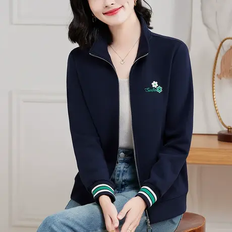 休闲卫衣外套女春秋2024年新款时尚百搭爆款上衣别致绣花运动开衫图片
