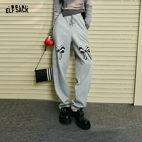 妖精的口袋蝴蝶印花香蕉裤运动裤女2024年早春新款松弛感显瘦裤子商品大图