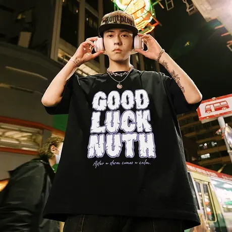 Nuthink欧美潮牌字母t恤男潮流ins短袖男款大码宽松夏季情侣半袖商品大图