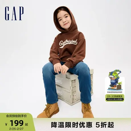 Gap女童冬季LOGO加绒保暖套头连帽衫保暖洋气运动风卫衣837121商品大图
