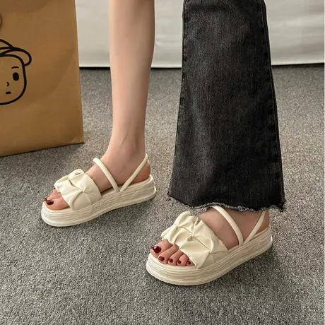 配裙子两穿凉拖外穿厚底拖鞋女2024年夏季新款仙女风罗马沙滩凉鞋商品大图