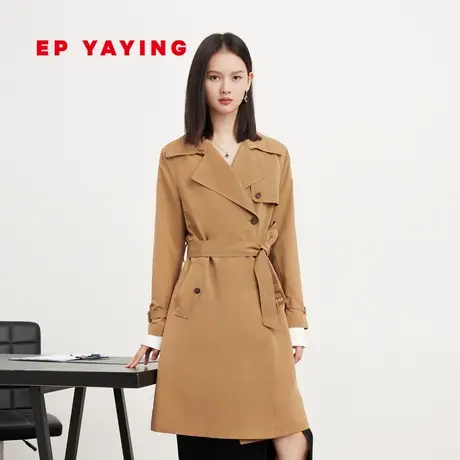 EP YAYING雅莹女装 英伦风收腰中长款风衣外套 2023秋冬新款7303A图片