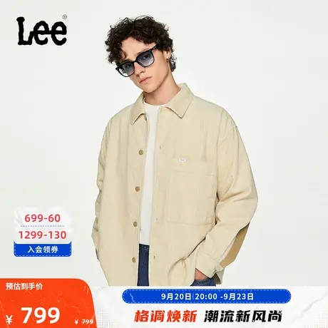 Lee商场同款23秋冬新品舒适版灯芯绒拼接男长袖衬衫LMT006250201图片