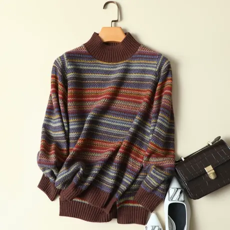 半高领毛衣女士百搭宽松外穿秋冬新款2023洋气慵懒内搭加厚打底衫图片