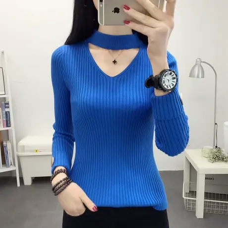 秋季2023年新款女修身针织衫长袖性感内搭短款百搭打底衫上衣洋气商品大图