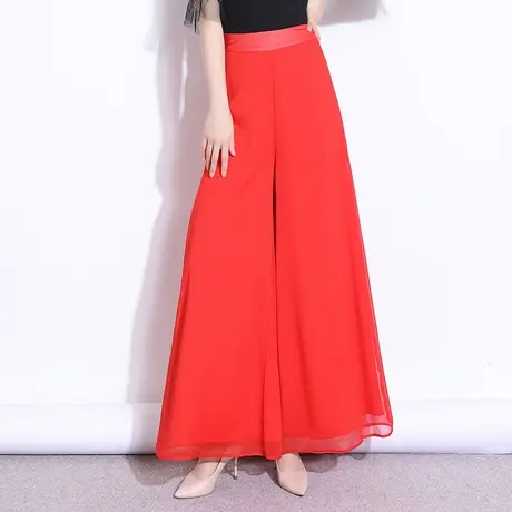 雪纺长裙裤女夏季高腰宽松大脚阔腿裤2023新款垂坠感休闲裤裙薄款图片