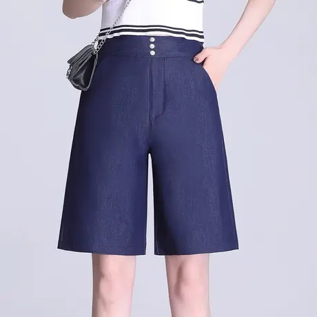 天丝牛仔裤五分裤女夏季2023新款高腰休闲短裤薄款大码显瘦阔腿裤商品大图