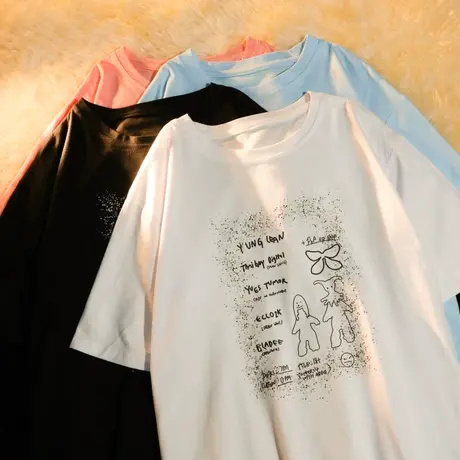 美式复古纯棉短袖t恤女夏宽松潮牌ins原宿风设计感小众半袖上衣服商品大图