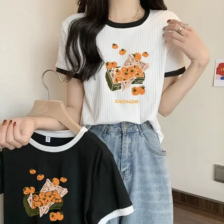 闺蜜装夏装短袖T恤女2023年新款爆款韩版百搭宽松显瘦短款上衣服商品大图