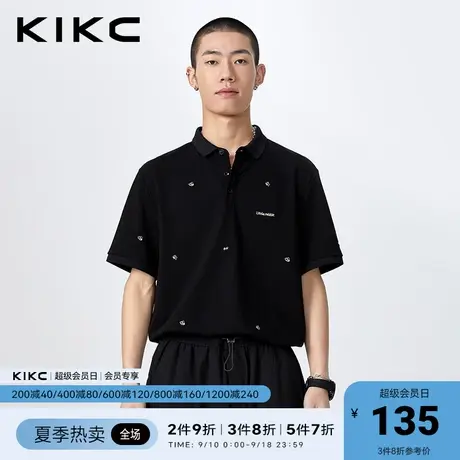kikc短袖polo衫男2023春夏新款商场同款字母刺绣随性简约翻领上衣商品大图